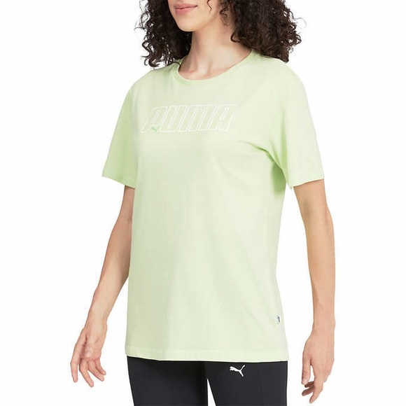 Puma Lime Green Short Sleeve Logo Tee Shirt - Picture 1 of 4